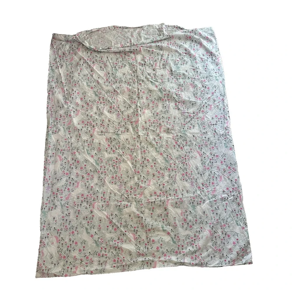 Pottery Barn Duvet Cover Mystical Unicorn Flowers Cotton 68x86